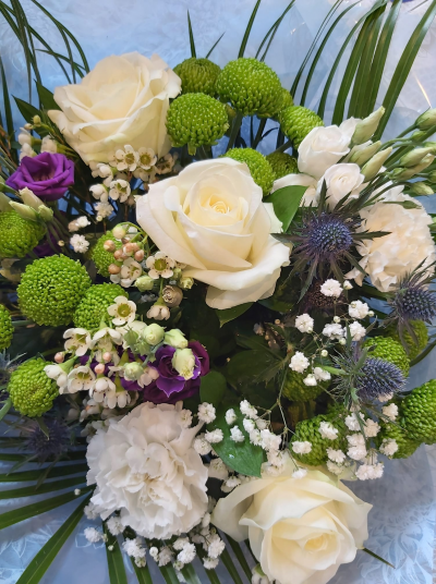 Maureens Florist - White & Purple Handtied